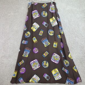 Dana B & Karen Maxi A Line Skirt Womens 8 Brown SIlk Graphic Modern Minimalist